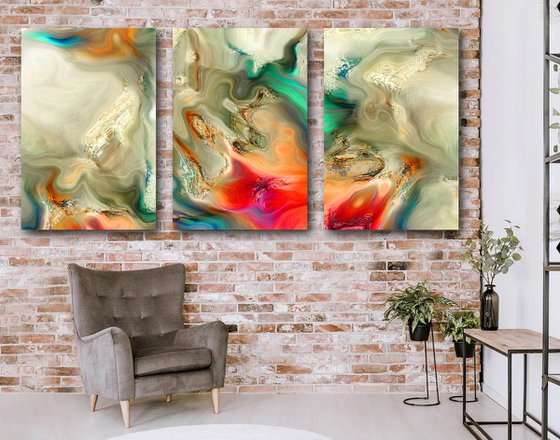 Tropiezos V/XL large triptych set of 3 panels