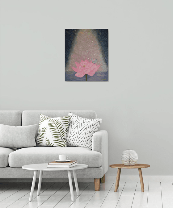 Lotus Power - abstract pink lotus flower; home, office decor; gift idea