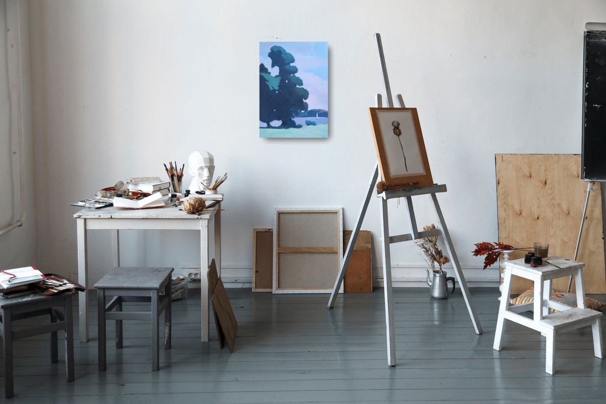 Impressionistic Landscape Oil Painting By Vasyl Koval, 20 X 28", Summer Day, Original Artwork