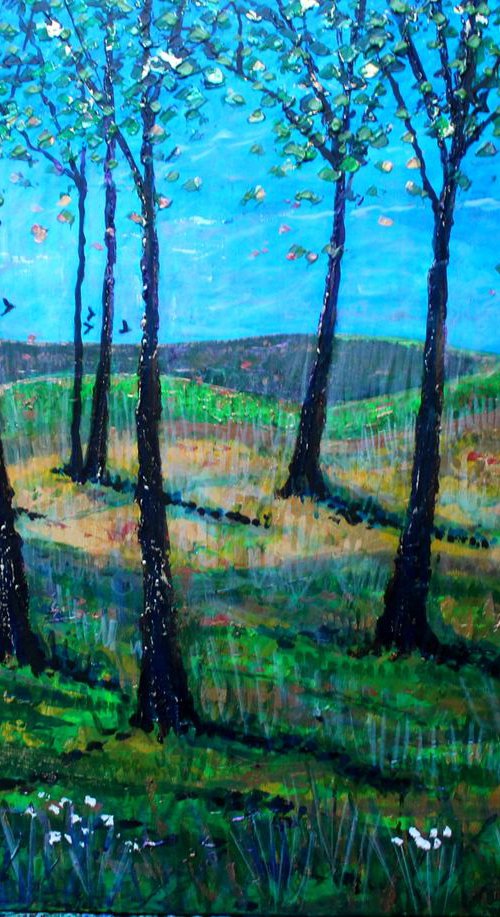 Butser View in Autumn- Large  (102x76cm -40" x30") by Paul J Best