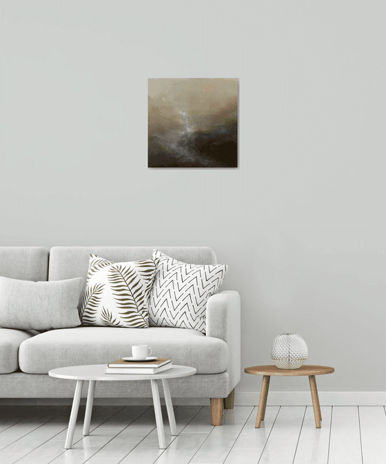 The sound of water 50X50 cm - gold particles original oil painting landscape gift modern urban art office art decor home decor gift idea