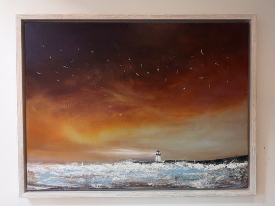 "Beacon of Hope" - Cornish Seascape, Art, Skyscape