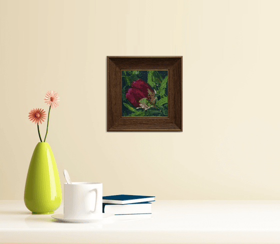 Peony Bud... framed / ORIGINAL OIL PAINTING