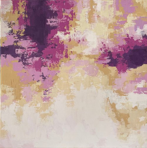 Warm yellows and Purples Abstract by Hannah  Bruce