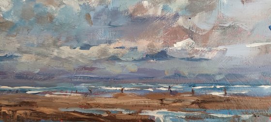 Christmas seascape with fishers
