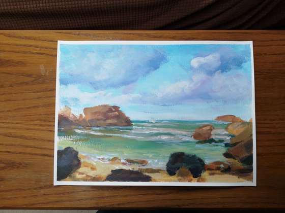 "Light summer breeze"  (acrylic on paper) (11x15×0.1'')