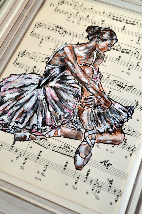 Framed Ballerina XIX -Vintage Music Page, GIFT idea