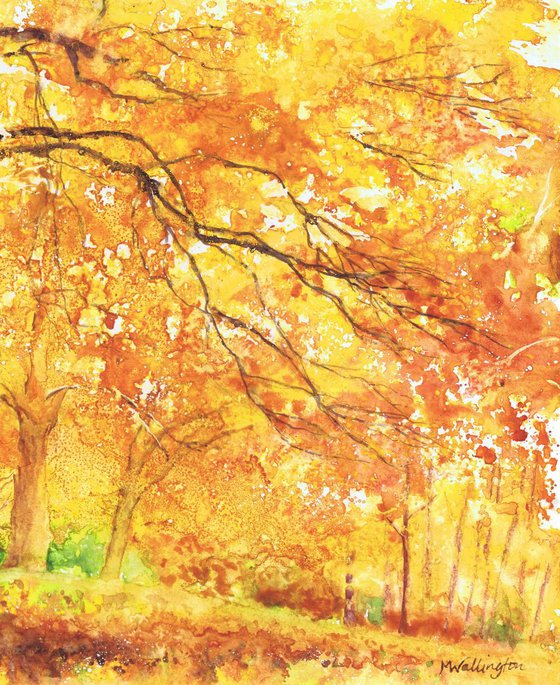 Golden Trees - Autumn trees painting
