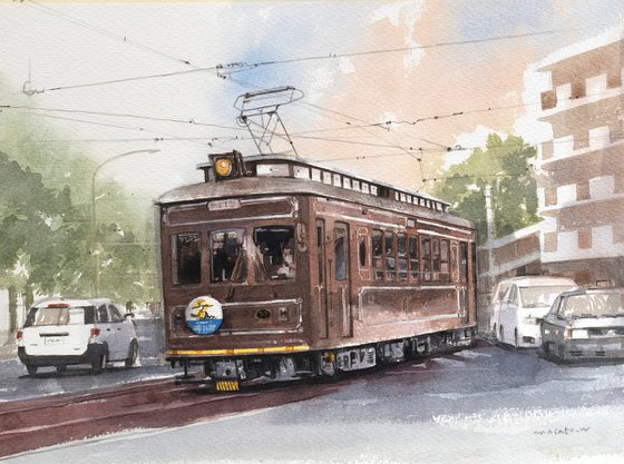 Retro Tram on the Curve