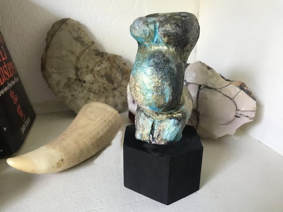 Nude Sculpture... Earth Mother In Turquoise And Gold