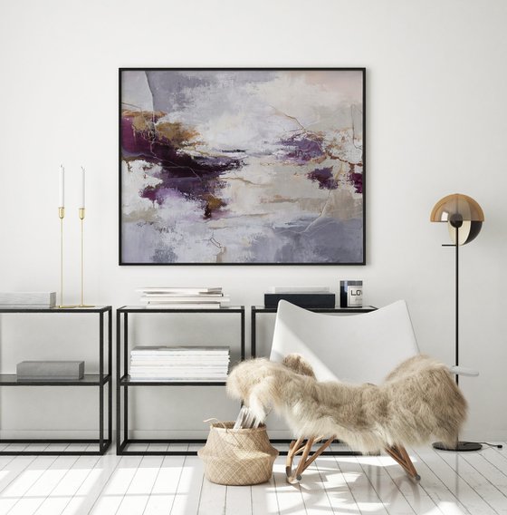 "Infinite 2" Purple gray abstract acrylic art