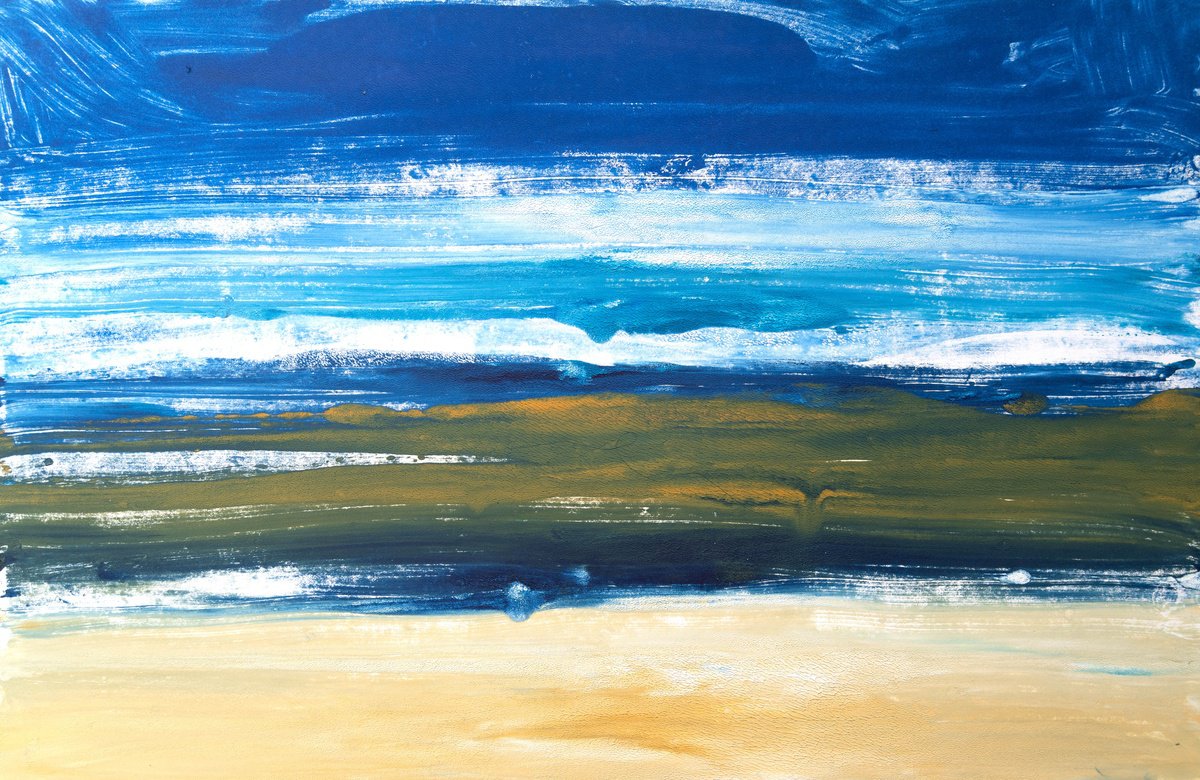 Abstract Landscape Limited Edition Print By Elizabeth Anne Fox, 20 X 13, Infinite Blue Ocean 2, Original Artwork