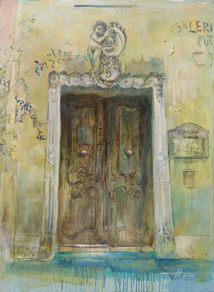 Expressive Cityscapes Oil Painting By Anatoliy Menkiv, 49 X 67, Cyklop 55, Original Artwork