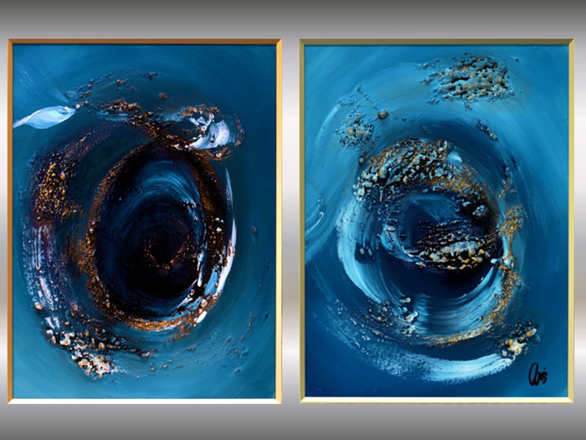 Galaxies - original artwork, structured and framed paintings by Edelgard Schroer