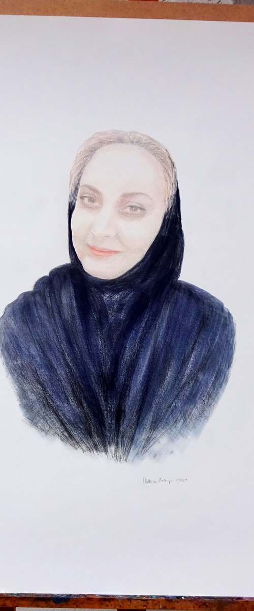 Woman With Headscarf by Volker Mayr