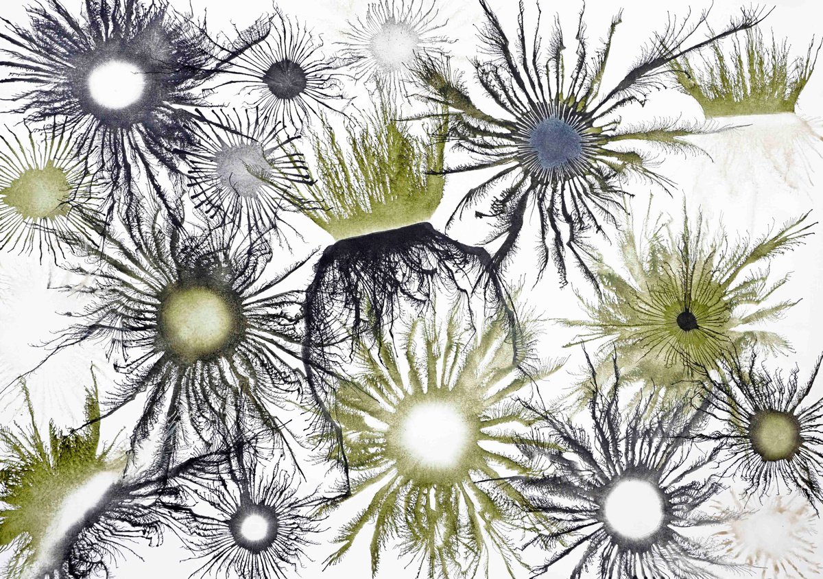 Abstract Acrylic Painting By Sumit Mehndiratta, 51 X 36", Exploflora Series Nº87, Original Artwork