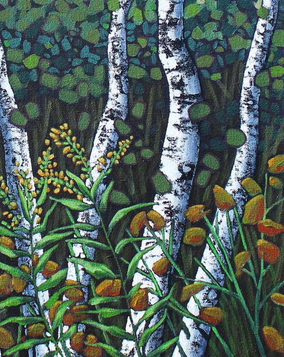 Birches with Goldenrod