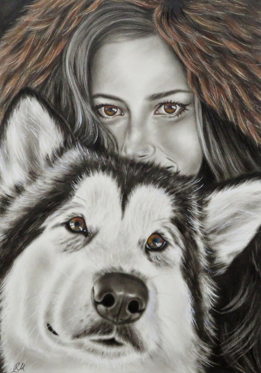 Photorealistic Portrait Oil Painting By Monika Rembowska, 12 X 17", Friends, Original Artwork