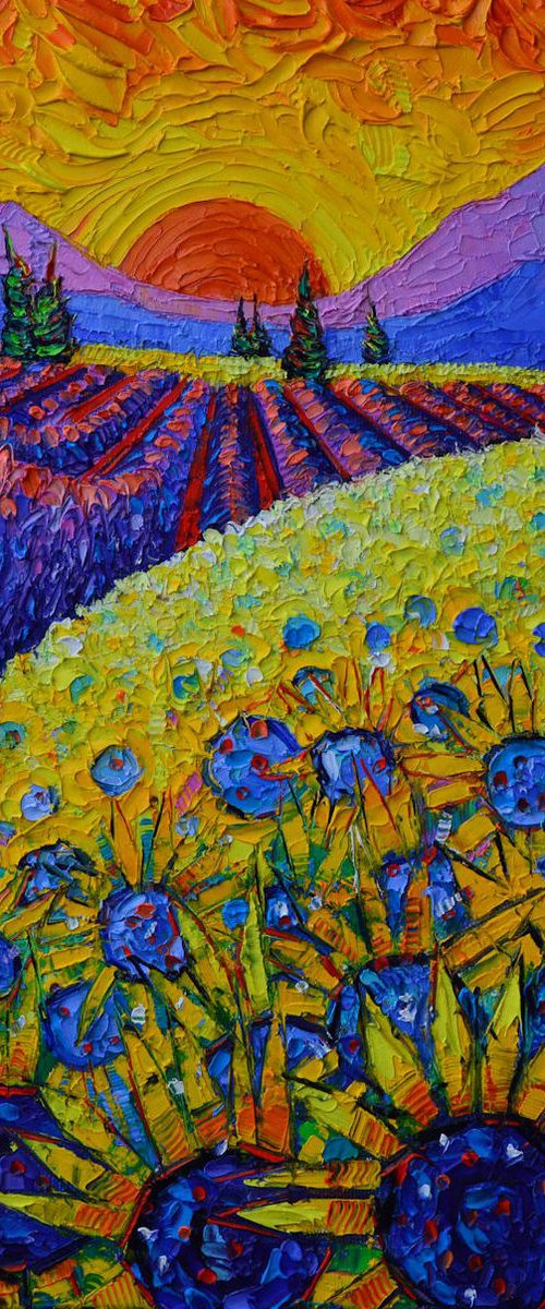 PROVENCE COLORS textural impressionist semi abstract landscape impasto palette knife oil painting by Ana Maria Edulescu by ANA MARIA EDULESCU