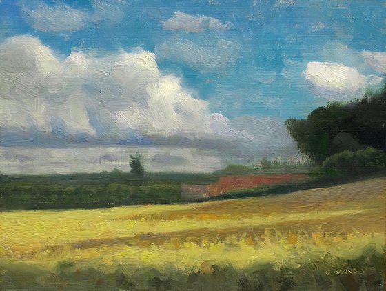 Cornfield in Camille Corot's French countryside, impressionism