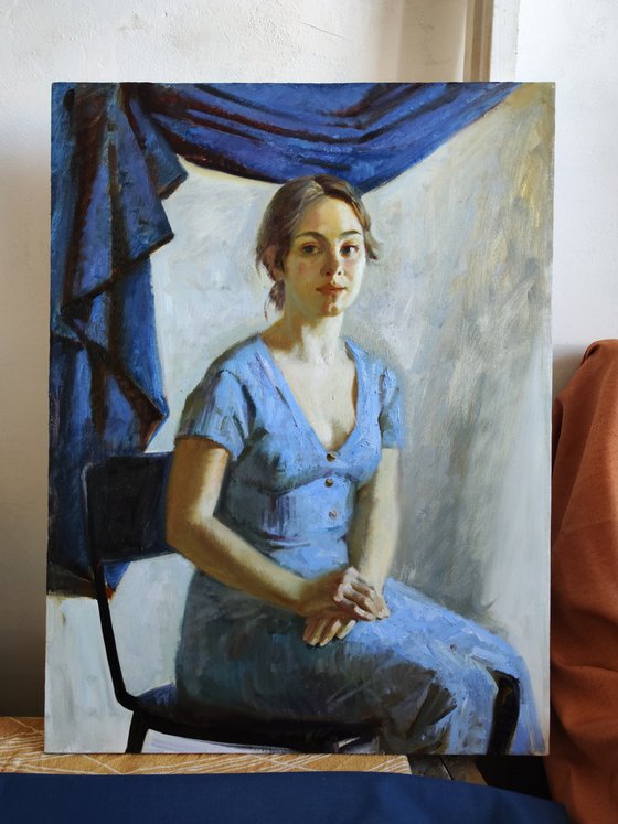 Portrait in a blue dress