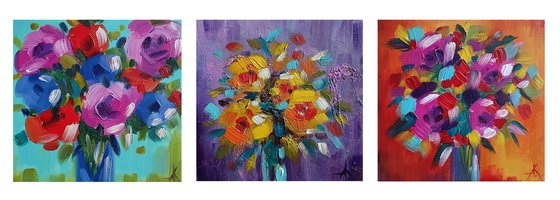 Triptych bouquets - flowers