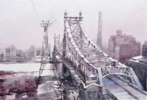 Queensboro Bridge , New York city by Goran Žigolić Watercolors