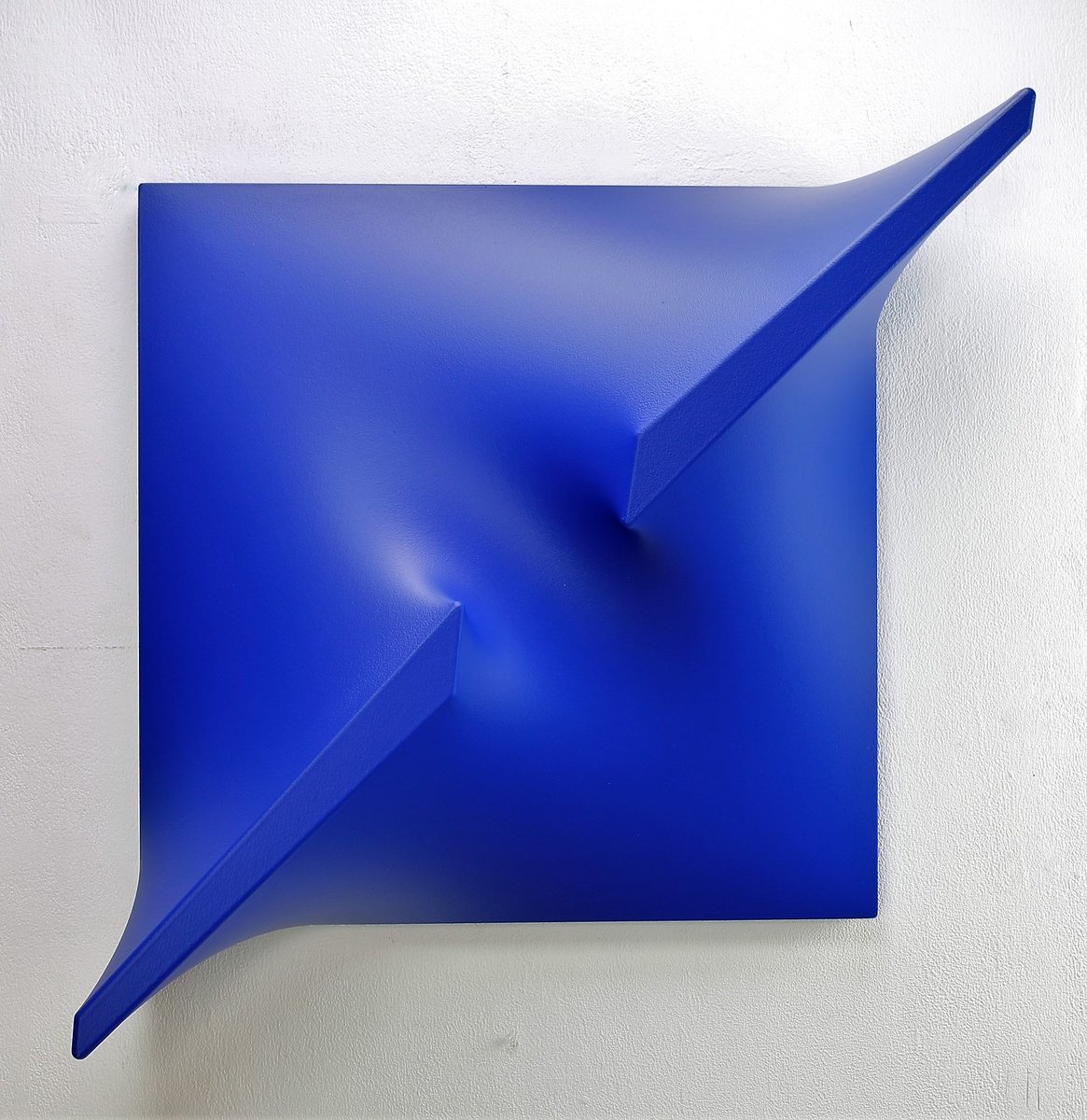 Abstract Sculpture By Alessandro Butera, 25 X 25, Italian Style Intense Blue, Original Artwork