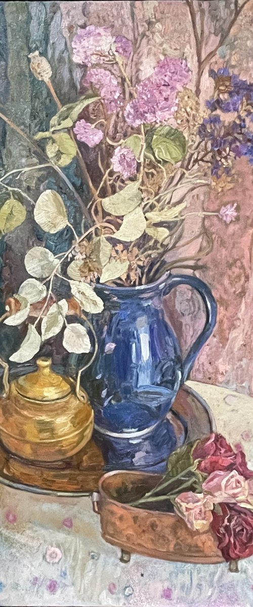 Still life with a brass  teapot by Nadezda Stupina