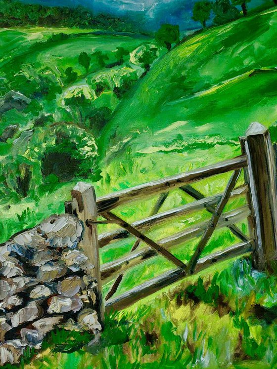 PEAK DISTRICT . ENGLISH LANDSCAPE, OIL PAINTING. OFFICE URBAN WALL ART