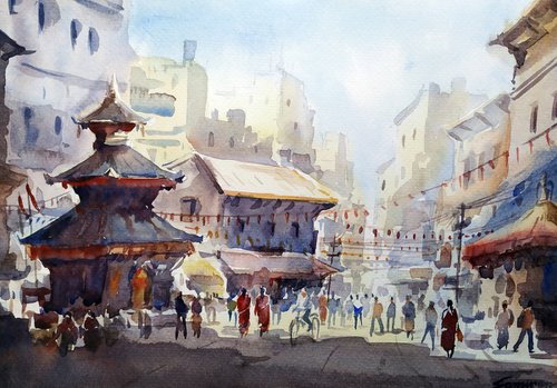 Morning Kathmandu Street by Samiran Sarkar