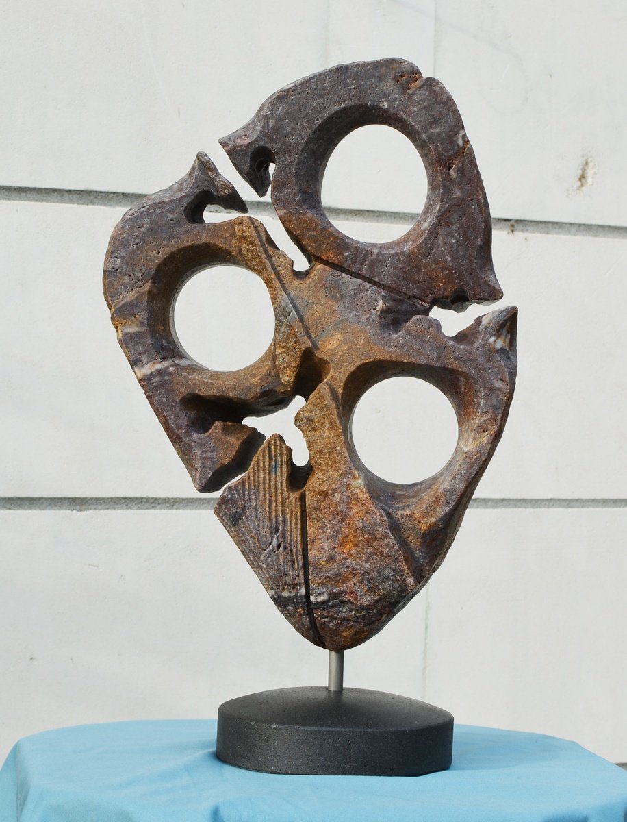 Expressive Landscape Stone Sculpture By Ognyan Chitakov, 11 X 19", "Sandhornoya", Original Artwork