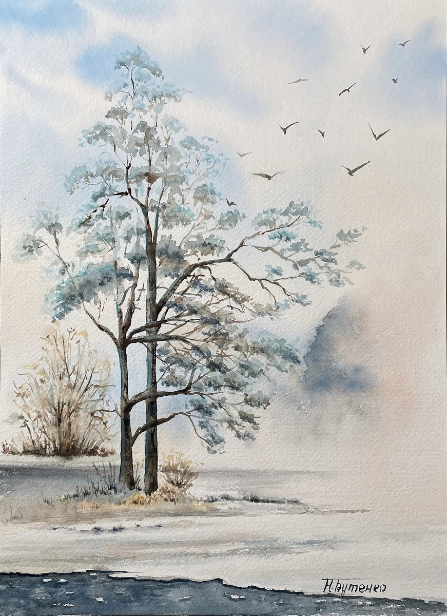Illustrative Watercolour , Foggy Morning By Natalia Butenko, 10 X 14, Artwork For Sale On Artfinder