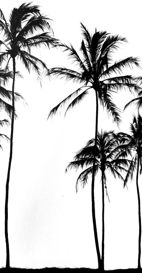 Acrylic painting Black palm trees 80*100 cm by Irina Ivlieva