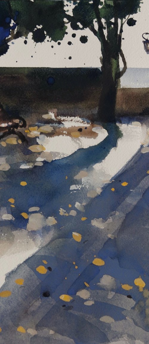 Sparkling shadows, waiting bench 2 by Prashant Prabhu