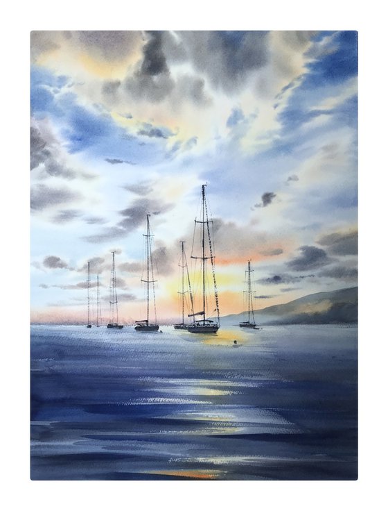 Yachts at sunset #6