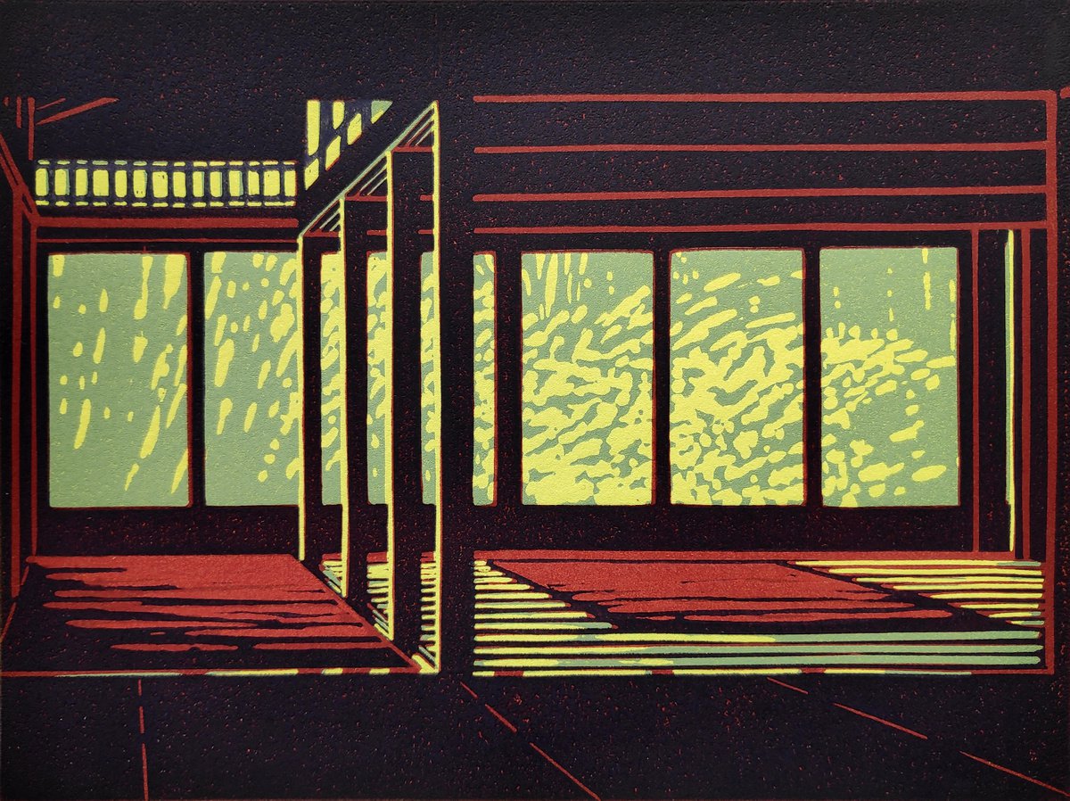 Graphic Cityscapes Linocut By Alexandra Buckle, 10 X 8, Tenjuan Interior, Original Artwork
