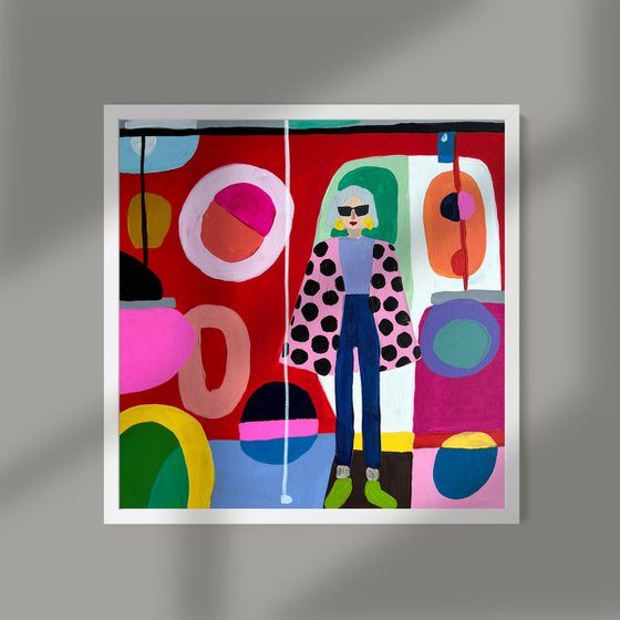 Woman in oversized jacket