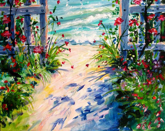 Beach with roses
