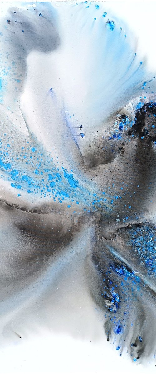 Nature 525 — Abstract Whirling Silver Blue by Muriel Napoli