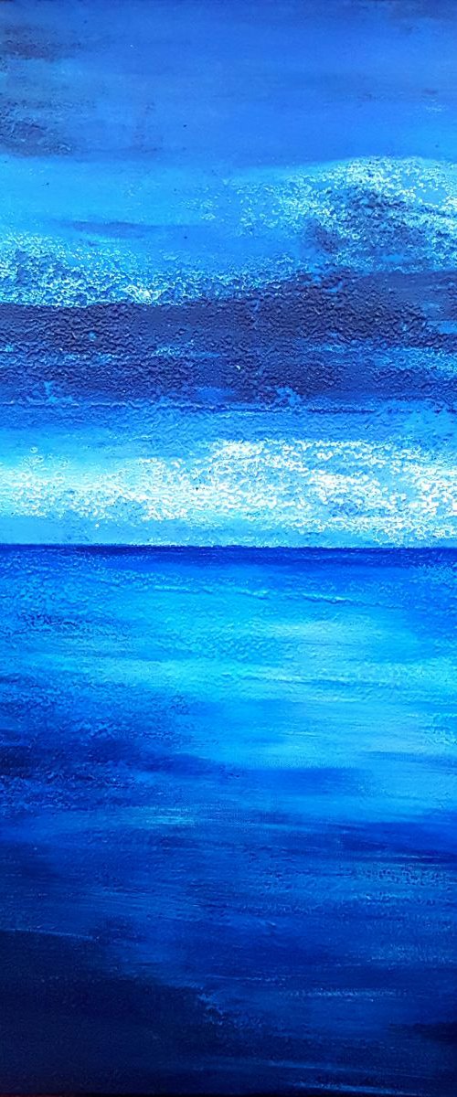 Emerged III - landscape on stretched cotton canvas, unique frothing technique, ready to hang 50x70cm by Silvija Horvat - NataDaMano