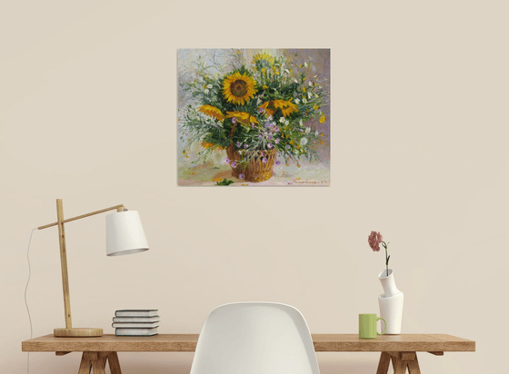 Wildflowers and sunflowers