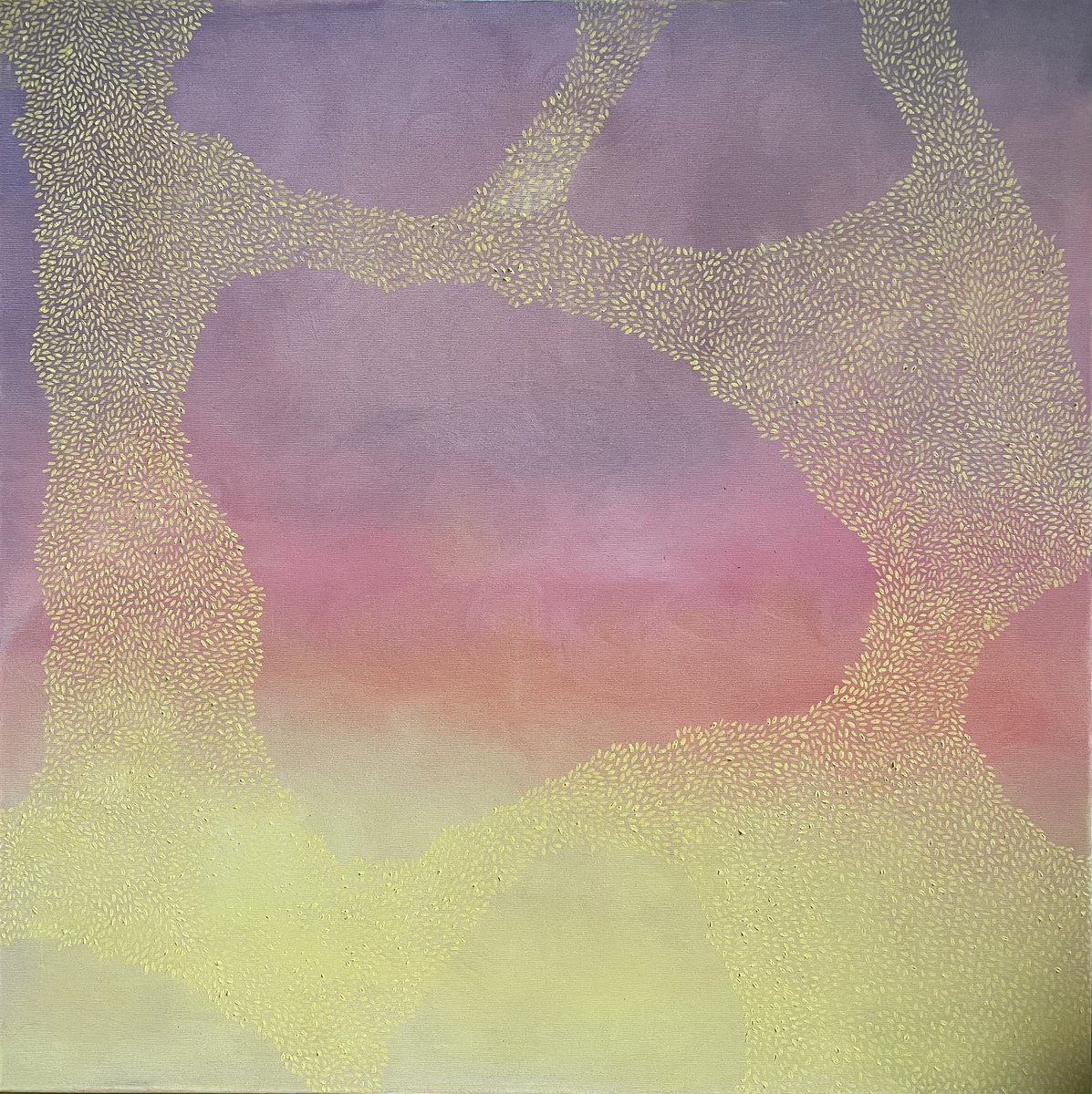 Abstract Oil Painting By Flora Butler, 30 X 30, The Sky Is Burning, Original Artwork