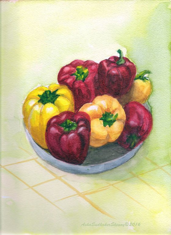Still life with Seven Bell Peppers