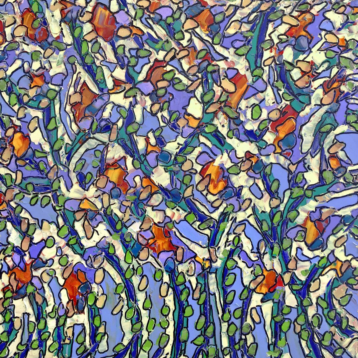 Expressive Botanical Oil Painting By Ann Parks Mccray, 20 X 20, The Nature Of Things, Original Artwork