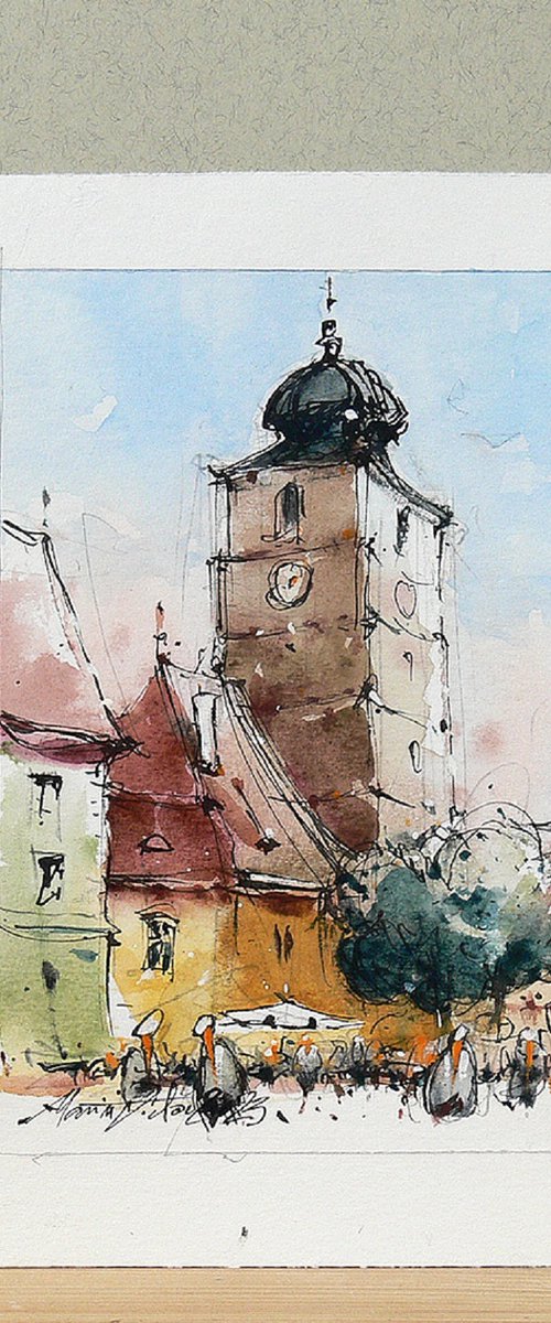 Sibiu, watercolor art. by Marin Victor