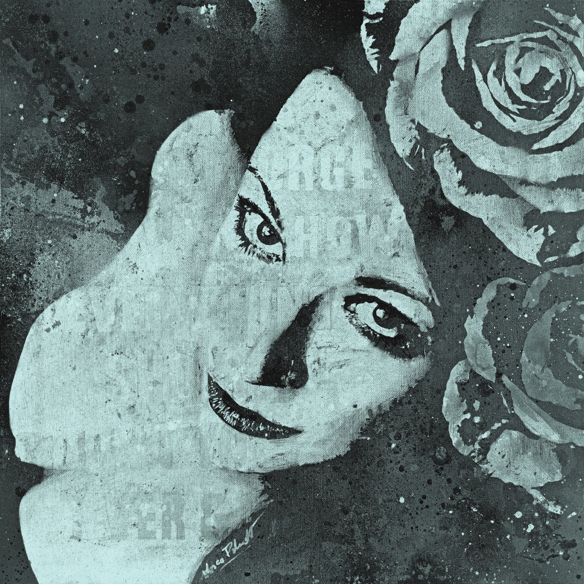 Sick On Sunday I aqua | beautiful lady with roses graffiti painting by Marco Paludet
