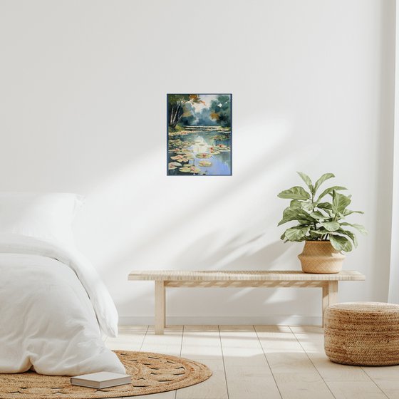 Pond with water lilies.