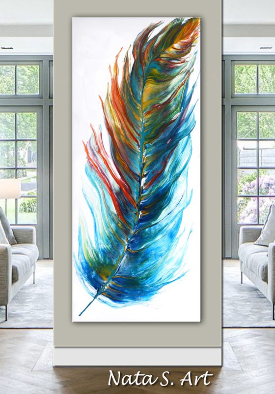 Magic Feather 2- Large Painting 72" x 30"