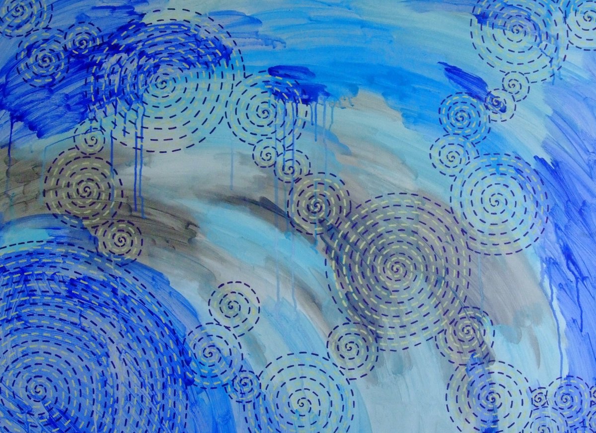 Abstract Acrylic Painting By Marina Krylova, 43 X 31", Impromptu #01, Original Artwork